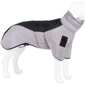 Warm Dog Jacket Winter Coat Reflective Waterproof Windproof Dog Snow Jacket Clothes with Zipper - Black-Gray - XL