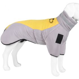 Warm Dog Jacket Winter Coat Reflective Waterproof Windproof Dog Snow Jacket Clothes with Zipper - Yellow-Gray - 5XL