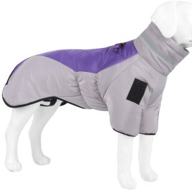 Warm Dog Jacket Winter Coat Reflective Waterproof Windproof Dog Snow Jacket Clothes with Zipper - Purple-Gray - 5XL