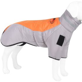 Warm Dog Jacket Winter Coat Reflective Waterproof Windproof Dog Snow Jacket Clothes with Zipper - Orange-Gray - 5XL