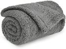 Premium Fluffy Fleece Dog Blanket; Soft and Warm Pet sleeping mat - Grey Blanket - Large (40*47")