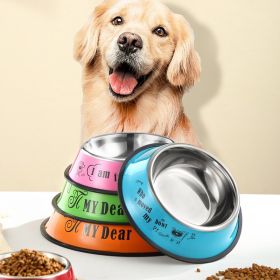 Stainless steel dog bowl; color anti-skid dog bowl; cat bowl - 22cm - Orange cartoon