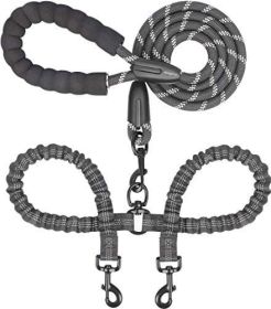 Dual Dog Leash; Double Dog Leash; 360 Swivel No Tangle Walking Leash; Shock Absorbing Bungee for Two Dogs - Black - length:90cm