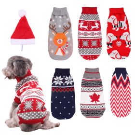 Christmas reindeer maple leaf snowflake festival pet clothes high neck knitting sweater dog cat clothing winter coat - Red reindeer - 10 -M