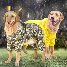 Golden hair raincoat dog Samoye medium-sized large dog border dog raincoat full package four foot pet big dog clothes - Yellow reflective four-legged