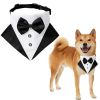 wedding suit dog collar pet saliva towel dog wedding triangle scarf - Khaki white triangular scarf collar suit - S