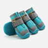 Pet Non-Skid Booties, Waterproof Socks Breathable Non-Slip with 3m Reflective Adjustable Strap Small to Large Size (4PCS/Set) Paw Protector - blue - S