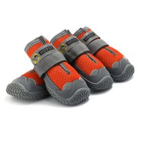 Pet Non-Skid Booties, Waterproof Socks Breathable Non-Slip with 3m Reflective Adjustable Strap Small to Large Size (4PCS/Set) Paw Protector - orange -