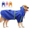 Waterproof Dog Raincoat Leisure Lightweight Dog Coat Jacket Reflective Rain Jacket with Hood for Small Medium Large Dogs - blue