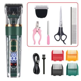 Dog Hair Clippers Set Low Noise Rechargeable Cordless For Dogs; Dog Grooming Clippers - Green - Set Version