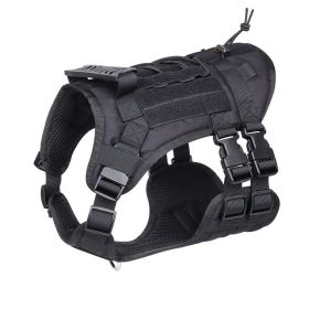 Tactical Dog Harness For Small Medium Large Dog; Dog Harness Vest With Soft Padded And D-Ring Collar - black - L