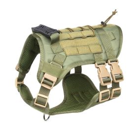 Tactical Dog Harness For Small Medium Large Dog; Dog Harness Vest With Soft Padded And D-Ring Collar - Army Green - L