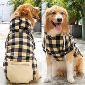 Plaid Dog Hoodie Pet Clothes Sweaters with Hat and Pocket Christmas Classic Plaid Small Medium Dogs Dog Costumes - Zipper pocket coat beige black - XS