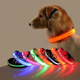 Glow-In-The-Dark Pet Collar For Dog & Cat; LED Dog Collar For Night Walking; USB charging - Pink - S