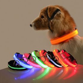 Glow-In-The-Dark Pet Collar For Dog & Cat; LED Dog Collar For Night Walking; USB charging - Green - S