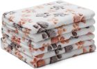 Pack of 2 Blankets Super Soft Fluffy Premium Fleece Pet Blanket Flannel Throw for Dog Puppy Cat Paw - White - Medium (Pack of 2)