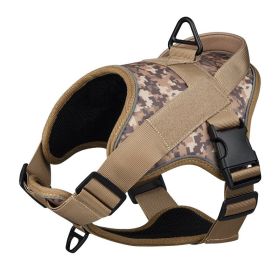 Dog Harness; large dog training tactical chest strap; K9 pet chest strap; vest type reflective dog rope; explosion-proof impulse traction - Green camo