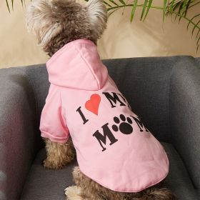 Pet Hoodie For Small & Medium Dogs; I Love My Mom Dog Hoodie Cat Shirts; Cute Pet Apparel - Pink - S