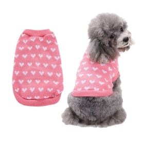 Pet Dog Sweater Turtleneck Dog Knitwear Warm Pet Sweater - Pink - L