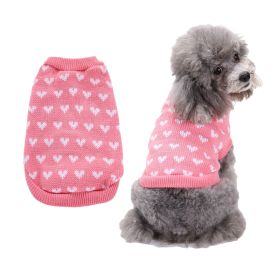 Pet Dog Sweater Turtleneck Dog Knitwear Warm Pet Sweater - Pink - XL