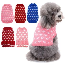 Pet Dog Sweater Turtleneck Dog Knitwear Warm Pet Sweater - Pink - S