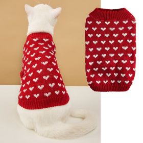 Pet Dog Sweater Turtleneck Dog Knitwear Warm Pet Sweater - Red - 2XL