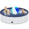 Foldable Dog Pool, Portable Hard Plastic Pet Pool for Dogs and Cats, Sturdy and Durable Pet Wading Pool for Indoor and Outdoor - 40 x 12inches