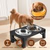 Dog Raised Bowls with 6 Adjustable Heights Stainless Steel Elevated Dog Bowls Foldable Double Bowl Dog Feeder for Small Medium Large Size Dog - Black