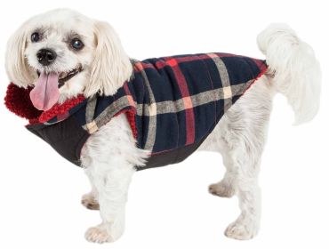 Pet Life 'Allegiance' Classical Plaided Insulated Dog Coat Jacket - Blue - Medium