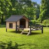 Outdoor Large Wooden Cabin House Style Wooden Dog Kennel with Porch - as Pic