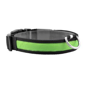 LED Dog Collar USB Rechargeable Adjustable Dog Safety Collar Night Safety Flashing Luminous Light up Collar - Green - M