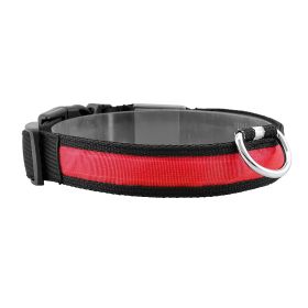 LED Dog Collar USB Rechargeable Adjustable Dog Safety Collar Night Safety Flashing Luminous Light up Collar - Red - L