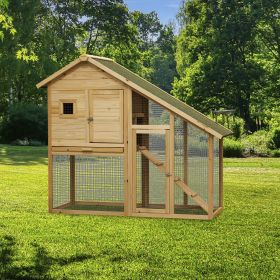 55" L 2-Tier Wooden Rabbit Hutch Bunny Cage Small Animal House with Ramp, Waterproof Roof, Removable Tray and Outdoor Run - as Pic