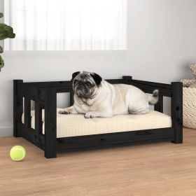 Dog Bed Black 25.8"x19.9"x11" Solid Wood Pine - Black