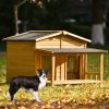 GO 47.2" Large Wooden Dog House Outdoor, Outdoor & Indoor Dog Crate, Cabin Style, With Porch, 2 Doors - as Pic