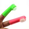 Two Headed Dog Toothbrush Set Canine Dental Hygiene Brush with 2 Finger Brushes Soft Bristles - red