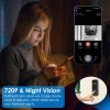 Wireless Smart WiFi Video Doorbell Security Phone Door Ring Intercom Camera Two Way Audio Night Vision 720P Motion Detection Battery Operated - Black