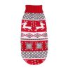 Christmas reindeer maple leaf snowflake festival pet clothes high neck knitting sweater dog cat clothing winter coat - Red reindeer - 10 -M