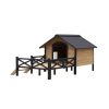 Outdoor Large Wooden Cabin House Style Wooden Dog Kennel with Porch - as Pic