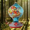 Hummingbird Feeders For Outdoors Hanging; Hand Blown Glass Hummingbird Feeder with Attractive Spiral Pattern For Garden Decor - colorful - 25*15.5*15.