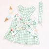 Pet clothes Dog chest back traction rope Teddy cat clothes Pet clothes Plaid plaid chest back skirt - GREEN - XL