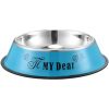 Stainless steel dog bowl; color anti-skid dog bowl; cat bowl - 26cm - Blue cartoon