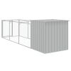 Dog House with Run Light Gray 43.3"x159.4"x43.3" Galvanized Steel - Gray