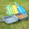 Silicone Collapsible Pet Bowl Double Portable Travel Bowl Equipped with Aluminum Hook Clip - gray