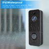 Wireless Smart WiFi Video Doorbell Security Phone Door Ring Intercom Camera Two Way Audio Night Vision 720P Motion Detection Battery Operated - Black