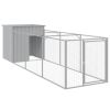 Dog House with Run Light Gray 43.3"x159.4"x43.3" Galvanized Steel - Gray