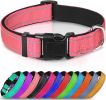 Reflective Dog Collar; Soft Neoprene Padded Breathable Nylon Pet Collar Adjustable for Medium Dogs - Pink - Large (Pack of 1)