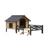 Outdoor Large Wooden Cabin House Style Wooden Dog Kennel with Porch - as Pic