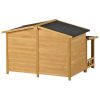 GO 47.2" Large Wooden Dog House Outdoor, Outdoor & Indoor Dog Crate, Cabin Style, With Porch, 2 Doors - as Pic