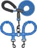 Dual Dog Leash; Double Dog Leash; 360 Swivel No Tangle Walking Leash; Shock Absorbing Bungee for Two Dogs - Royal Blue - length:90cm